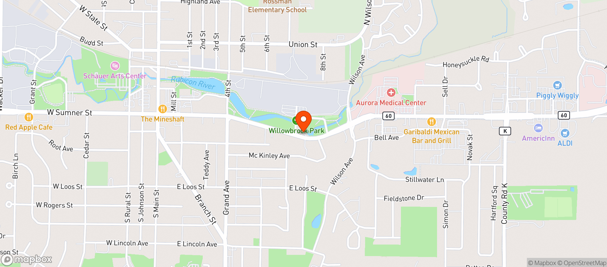 Map showing Hartford Wine & Spirits