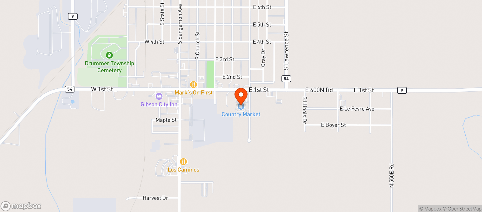 Map showing County Market - 154 - Gibson City