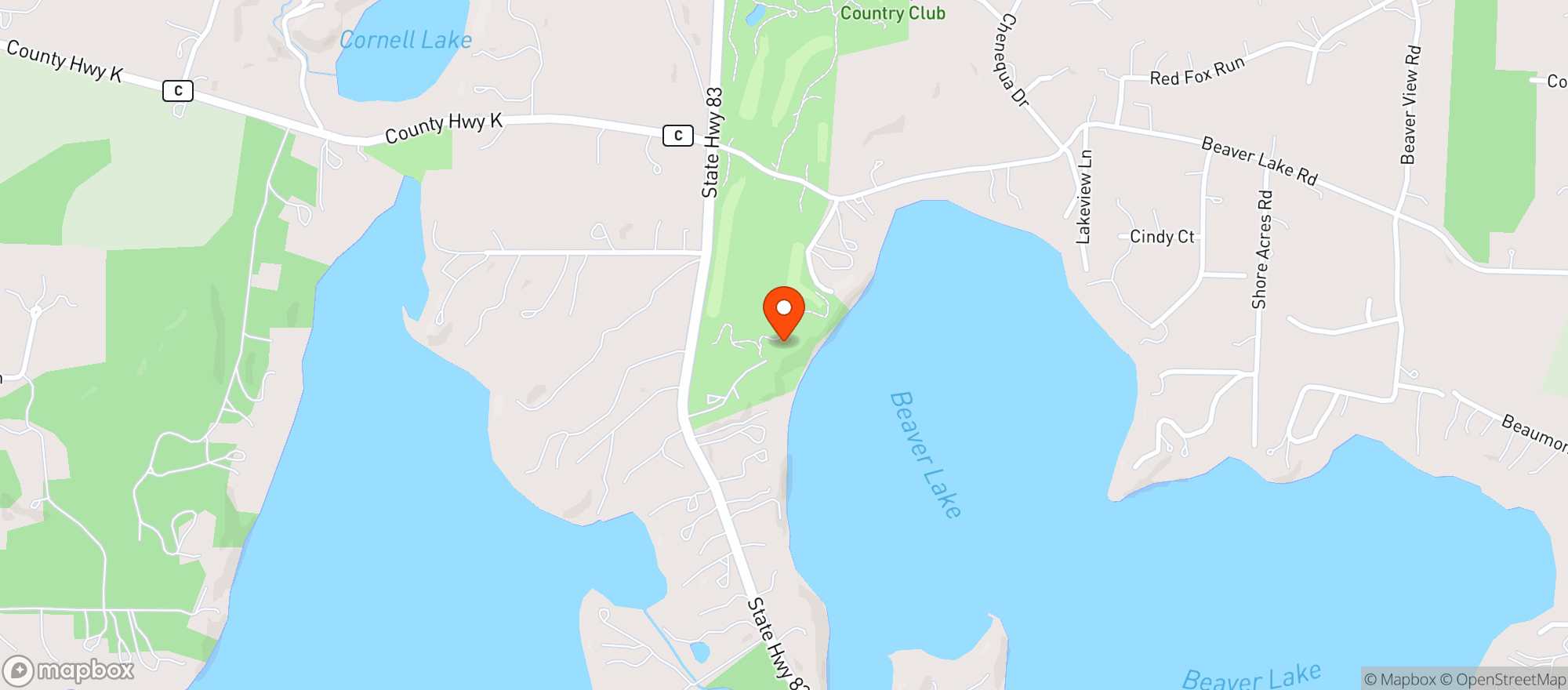 Map showing Chenequa Country Club