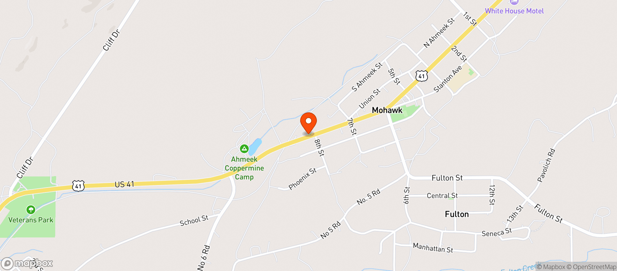 Map showing MOHAWK SUPERETTE
