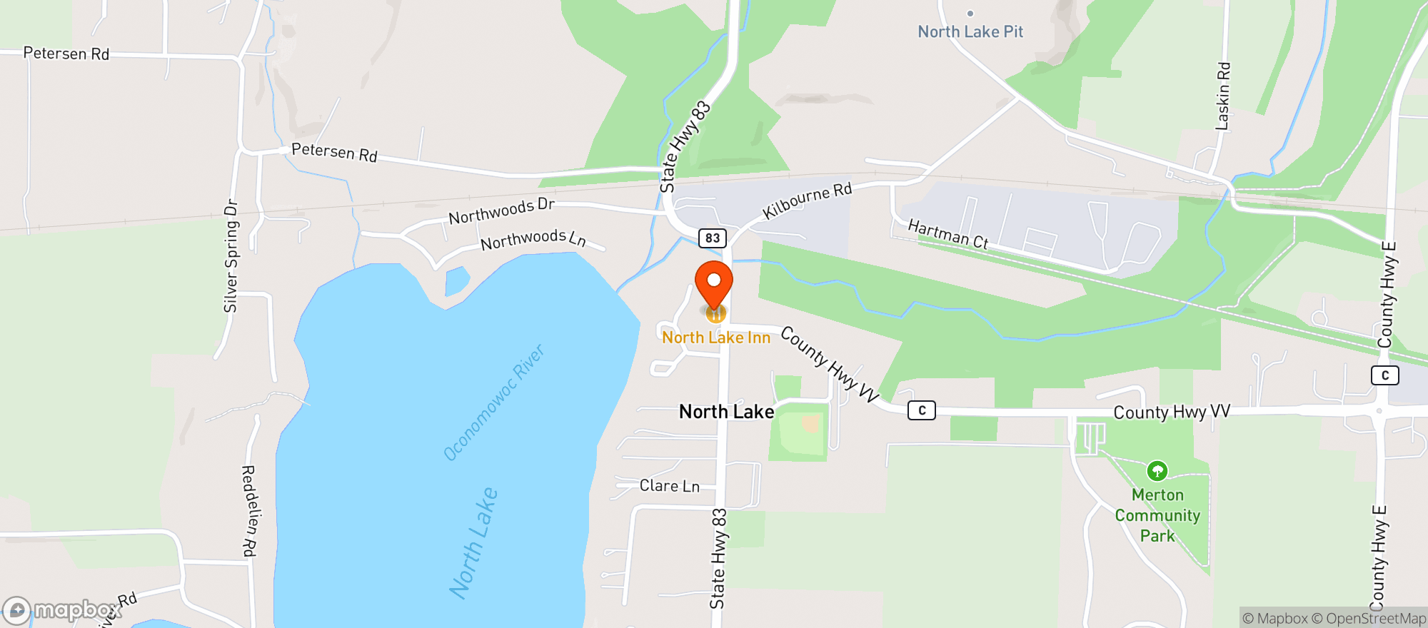 Map showing North Lake Inn