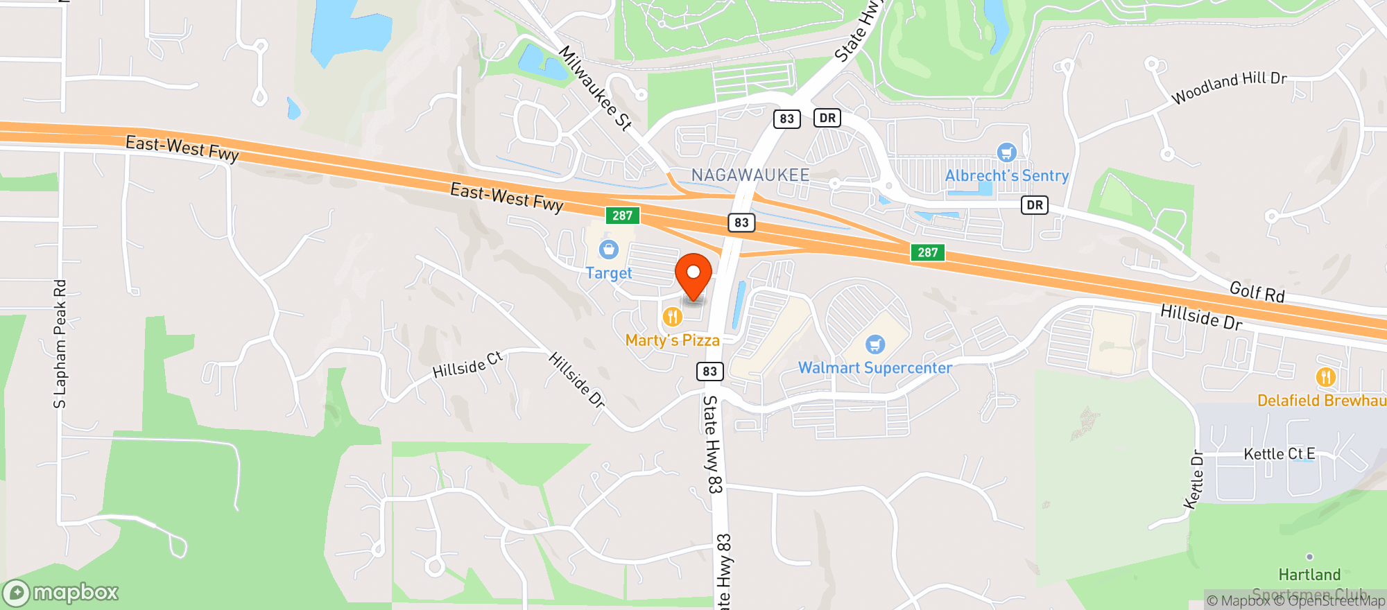 Map showing Kwik Trip #972-Delafield