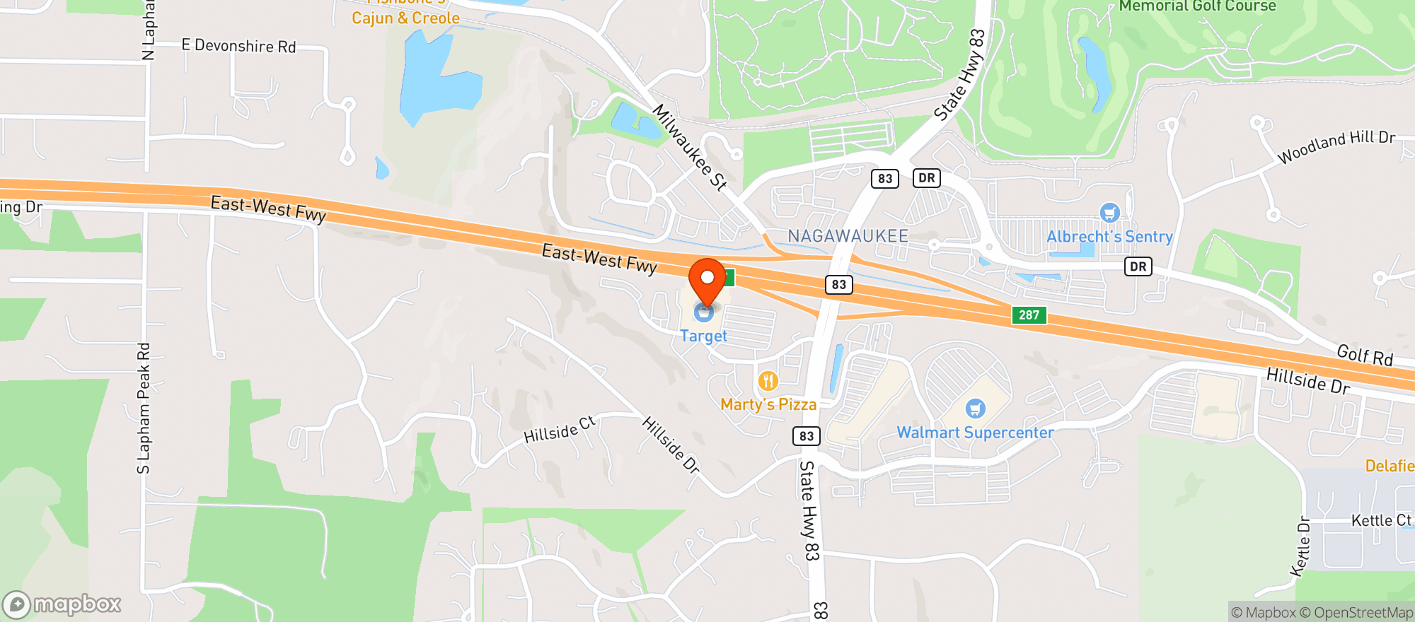 Map showing Target - Delafield