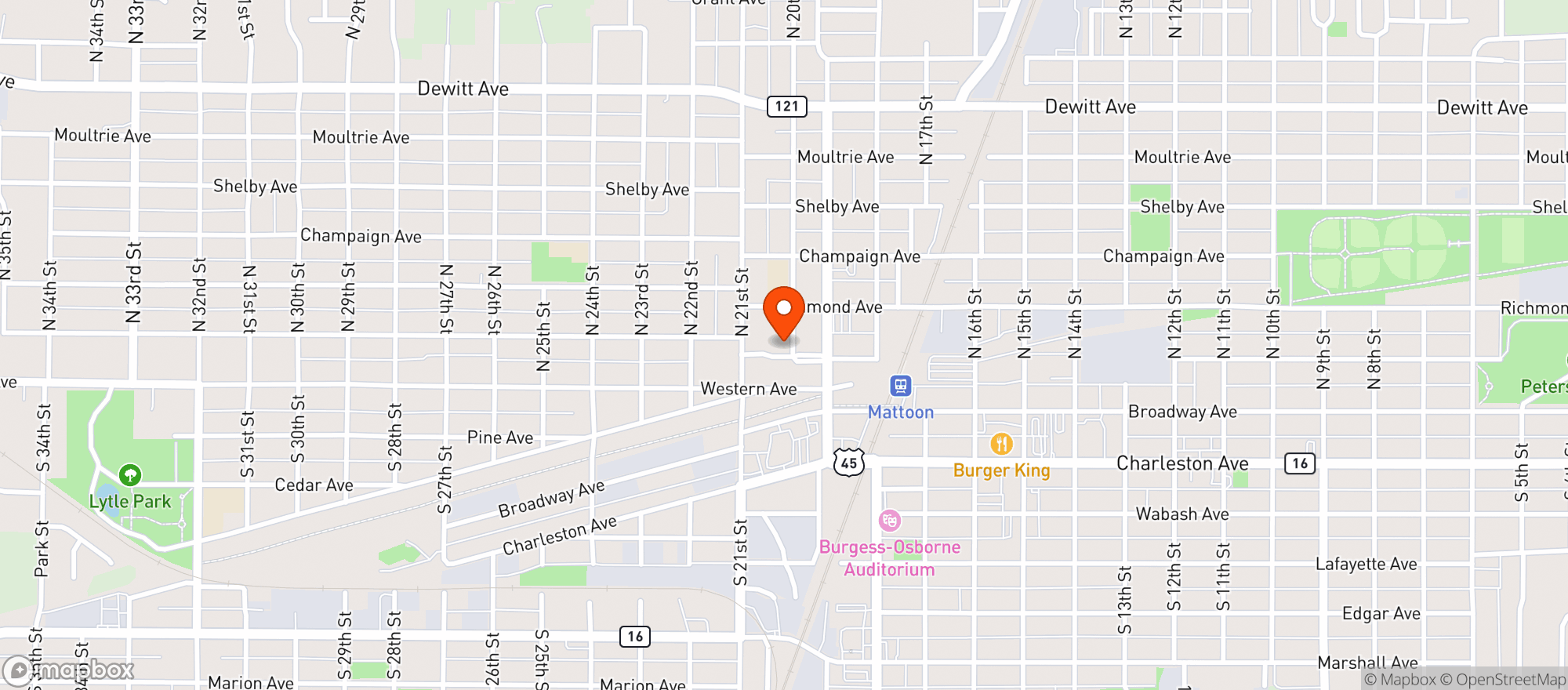 Map showing County Market - 450 - Mattoon