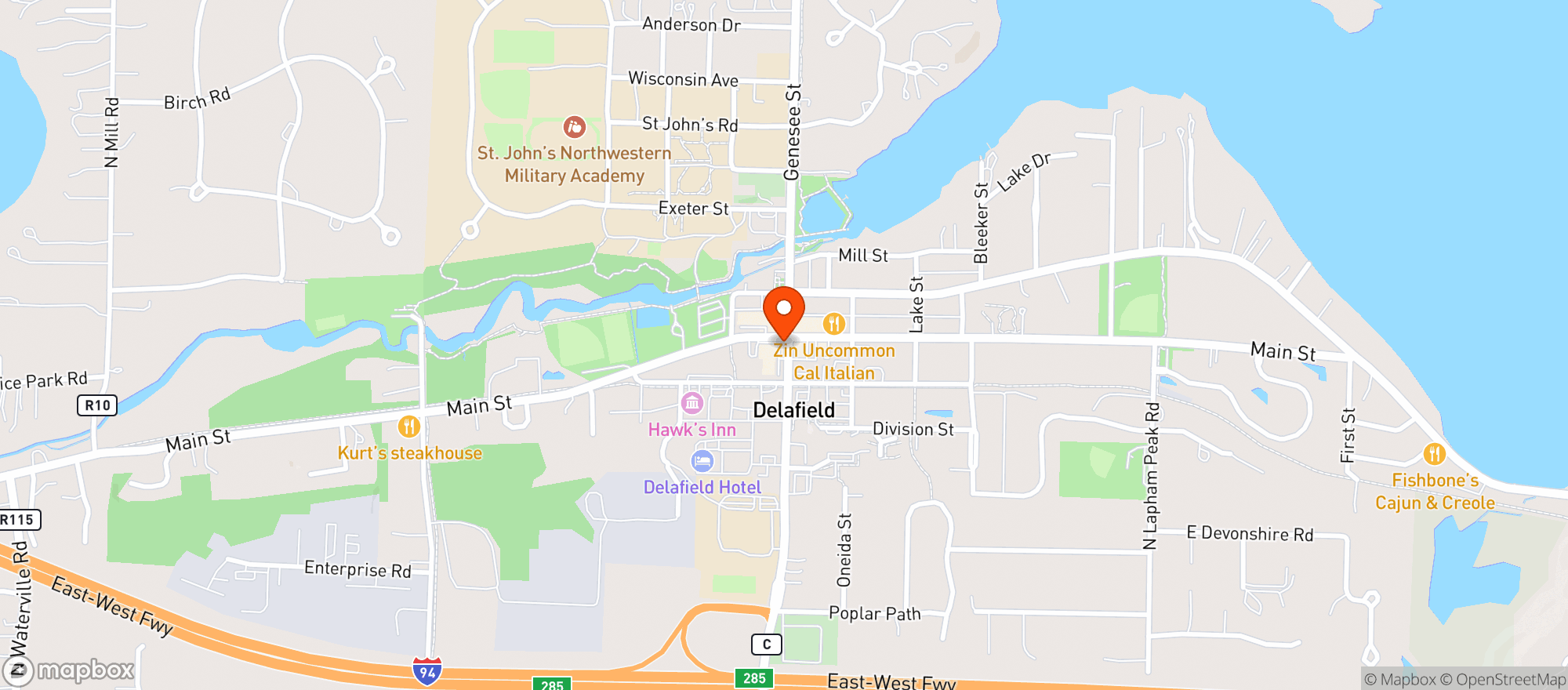 Map showing Waterford - Delafield
