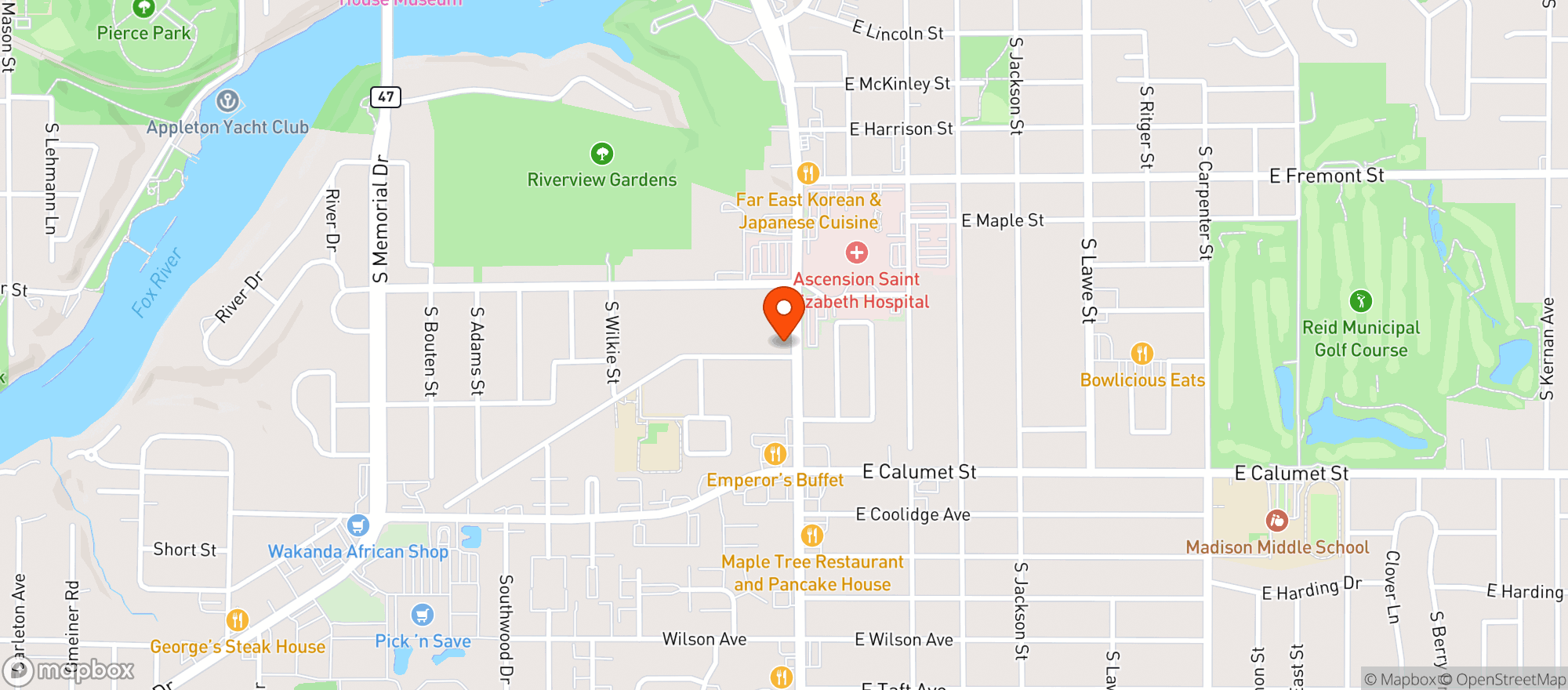 Map showing Evapor of Appleton