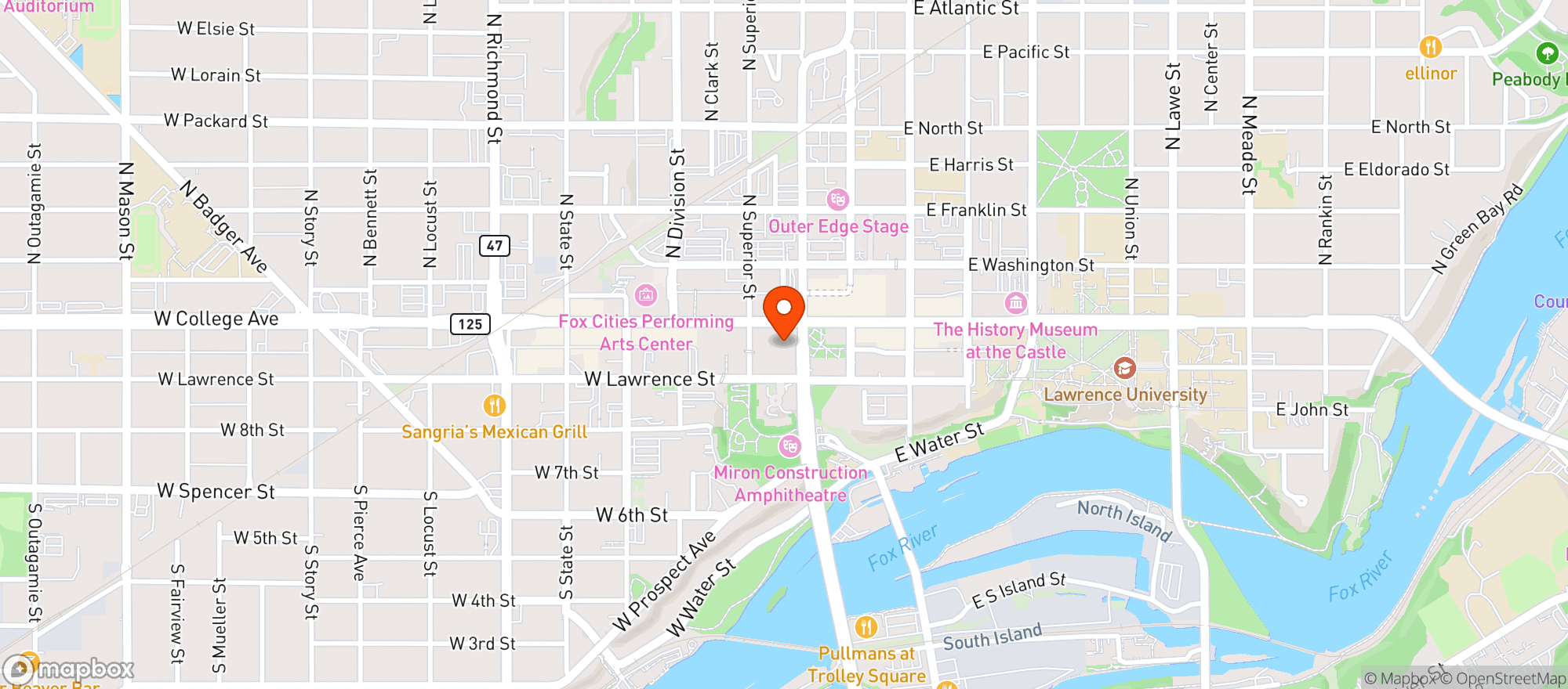Map showing Gibson Music Hall
