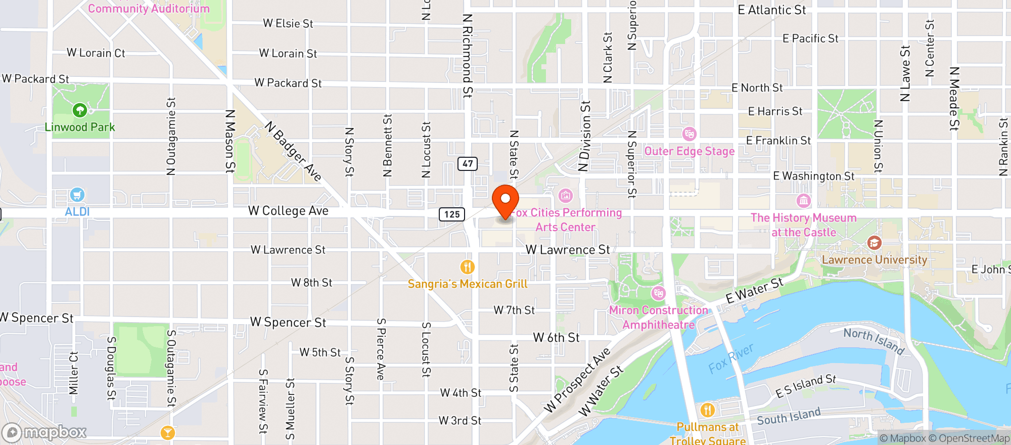 Map showing APPLETON BEER FACTORY