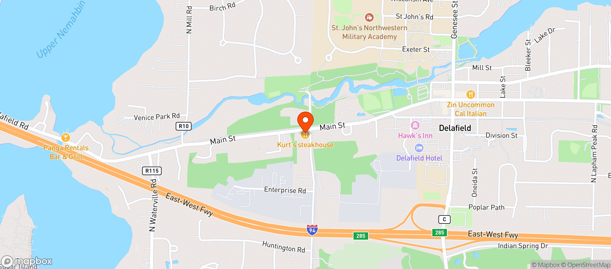 Map showing Kurts Steakhouse