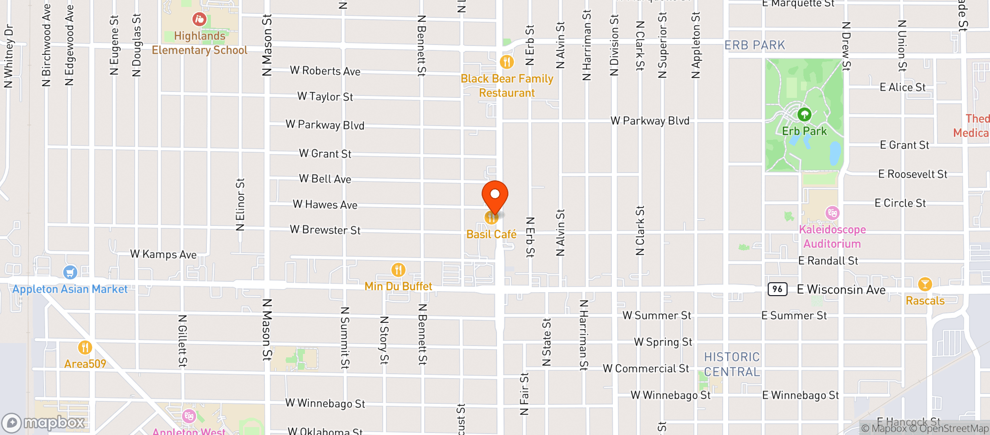 Map showing Basil Cafe