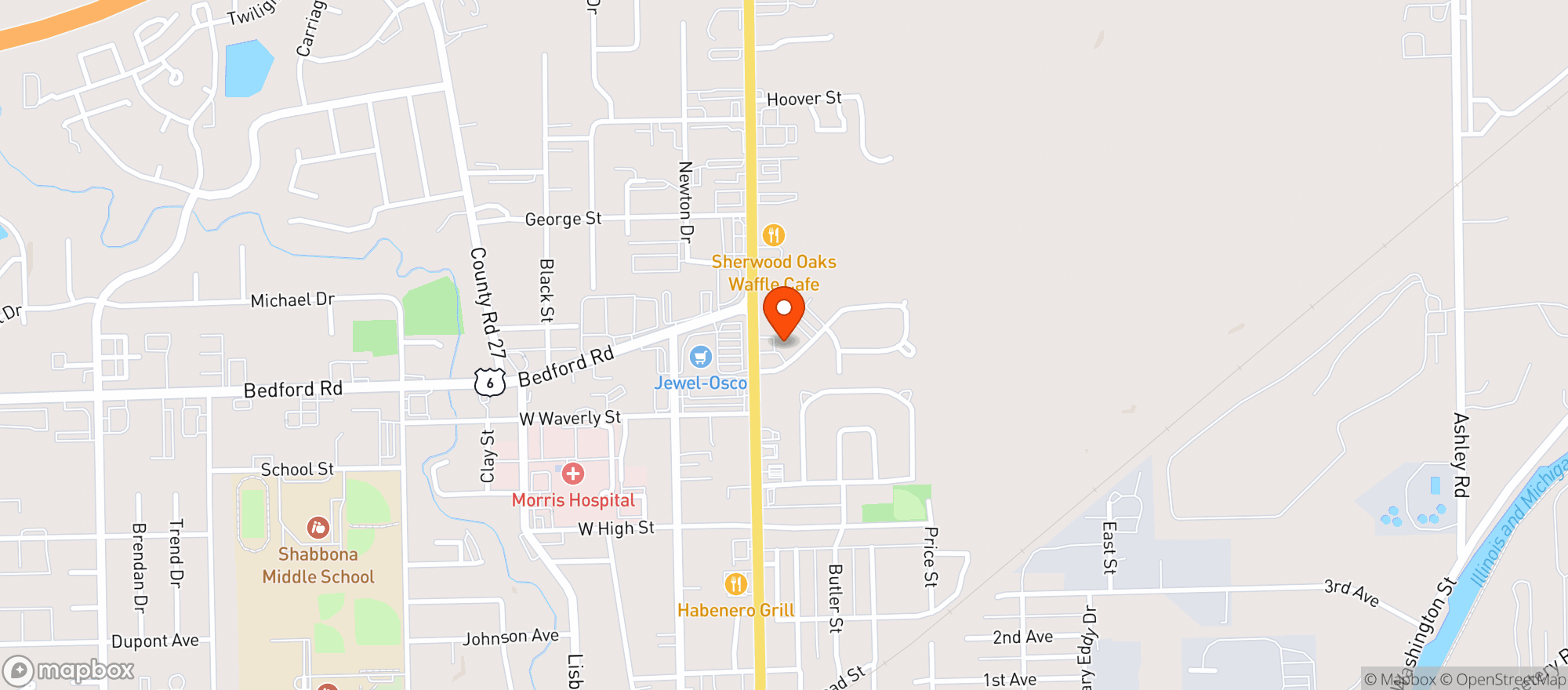 Map showing Four Seasons Liquors
