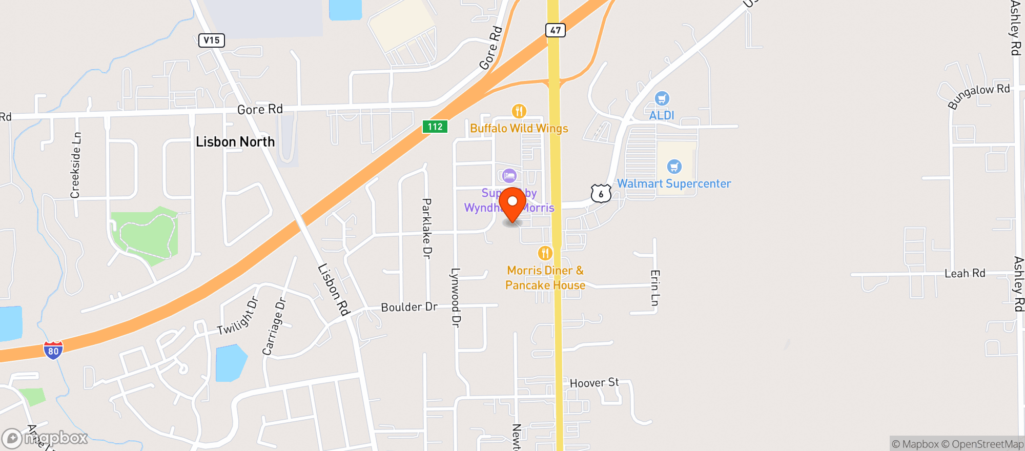 Map showing Morris Liquor