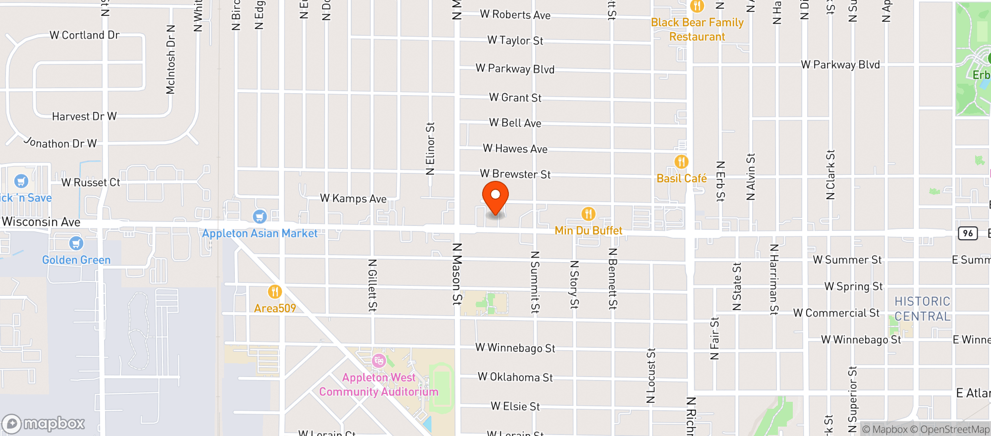 Map showing Appleton Clark