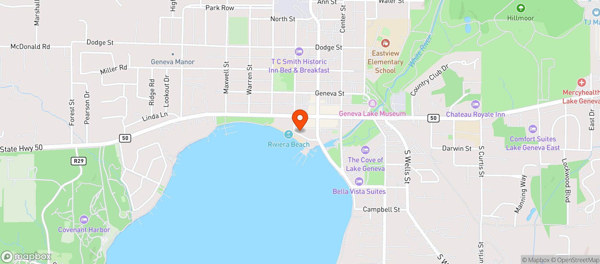 Map showing Oakfire Pizza