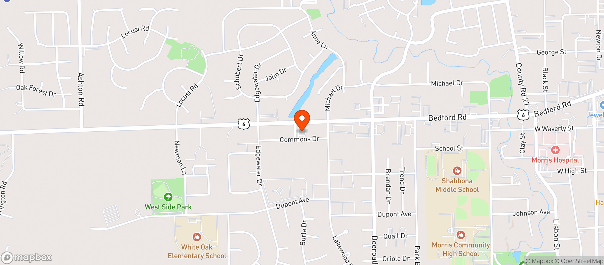 Map showing Morris West Side Liquors