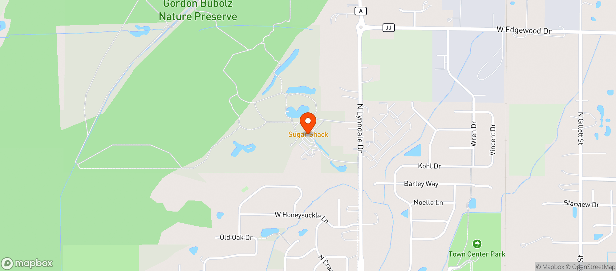 Map showing Bubolz Nature Preserve