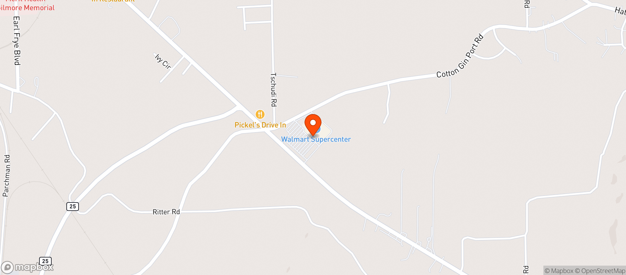Map showing WALMART SUPERCENTER #118
