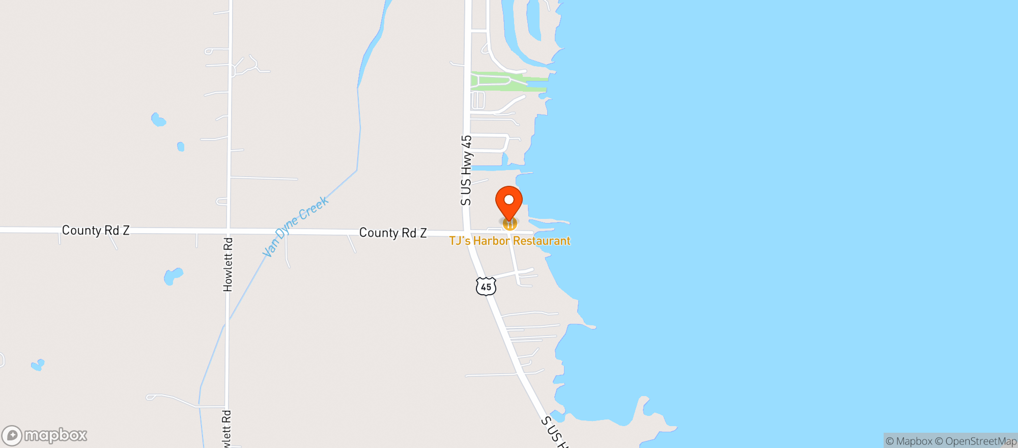Map showing Tj Harbor Bar