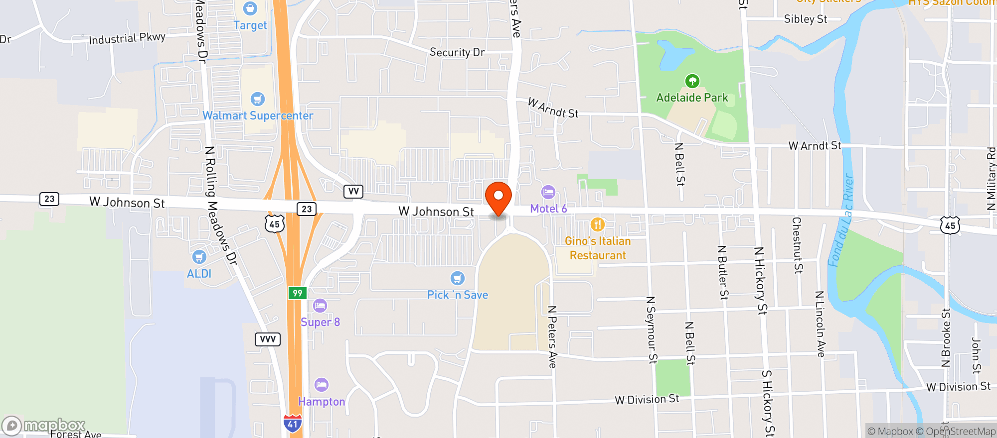 Map showing 1111 Burgers+Beignets
