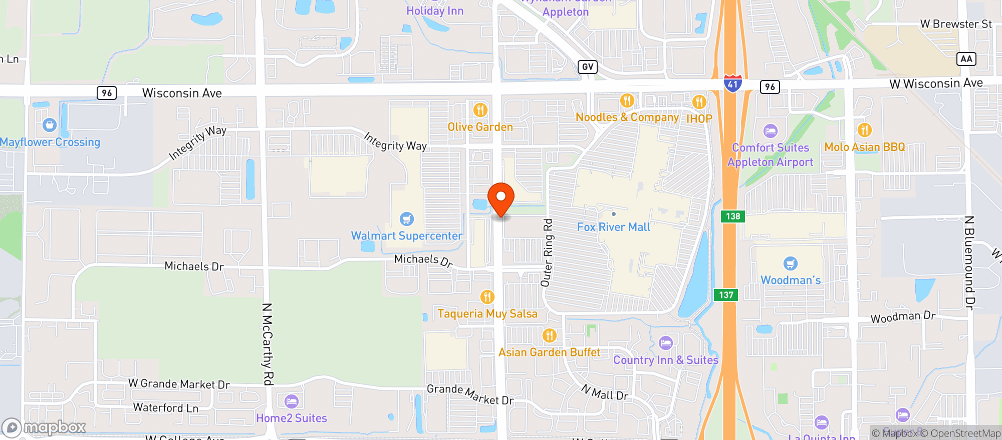 Map showing World Market Appleton