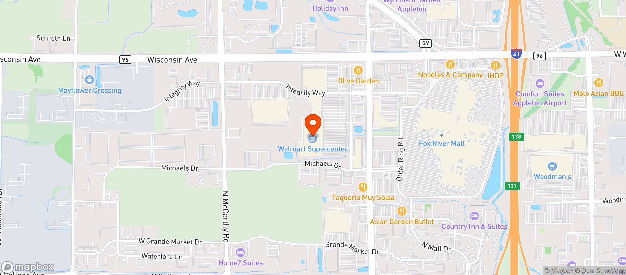 Map showing Walmart Supercenter