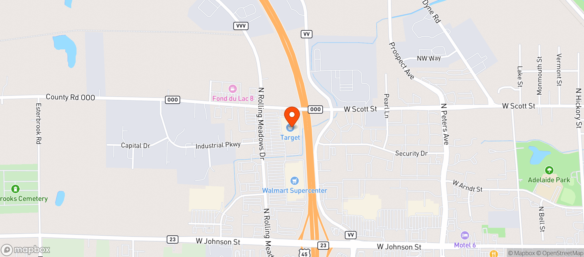 Map showing Target - Fond du Lac