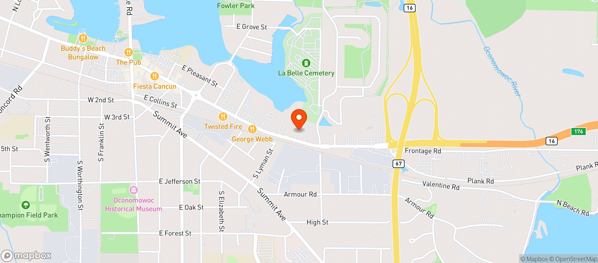 Map showing Oconomowoc Bp