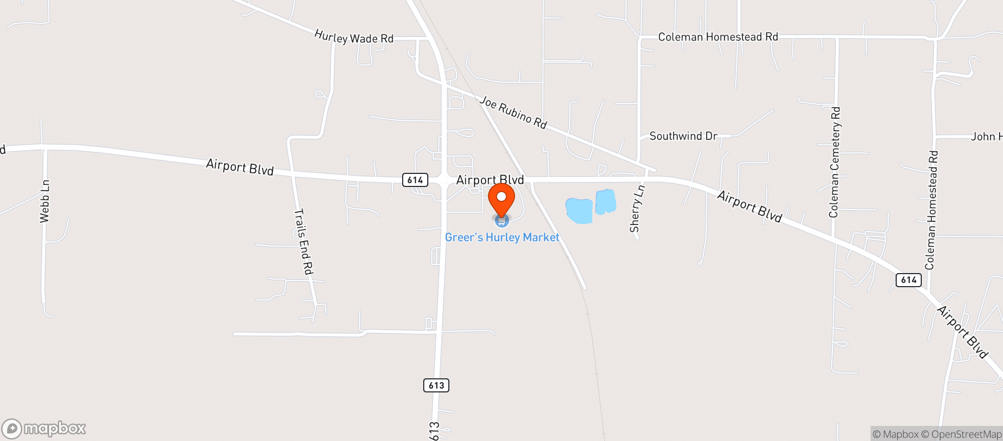 Map showing Greer's 19 Hurley