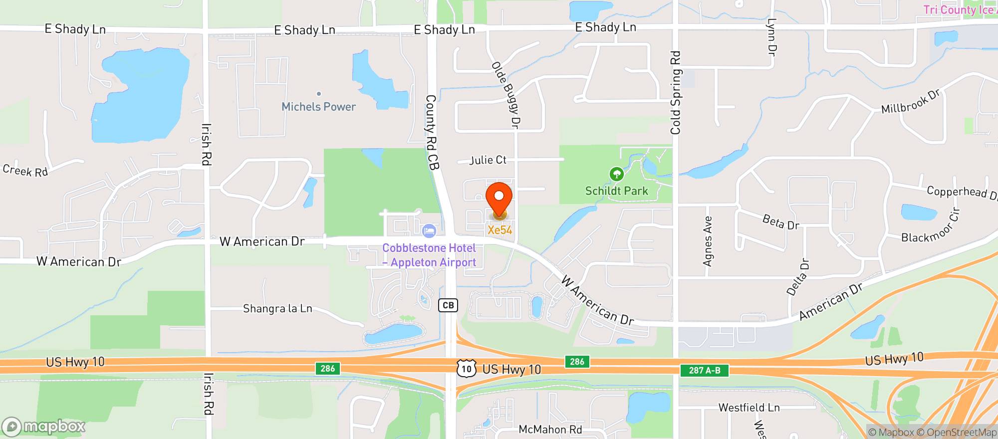 Map showing Xe 54