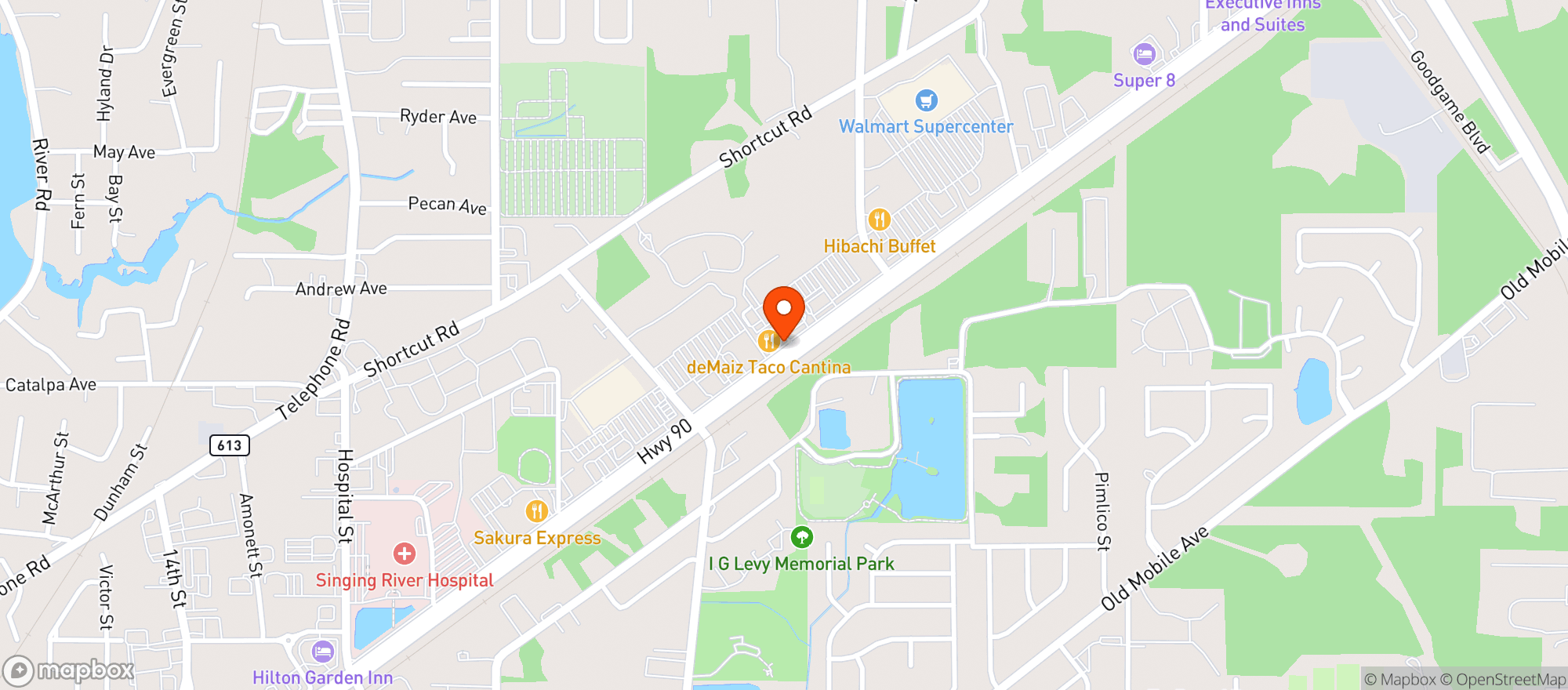 Map showing De Maiz Taco Cantina