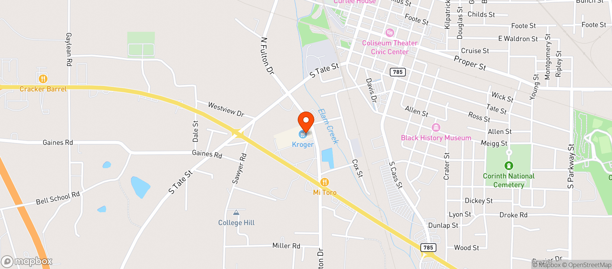 Map showing Kroger
