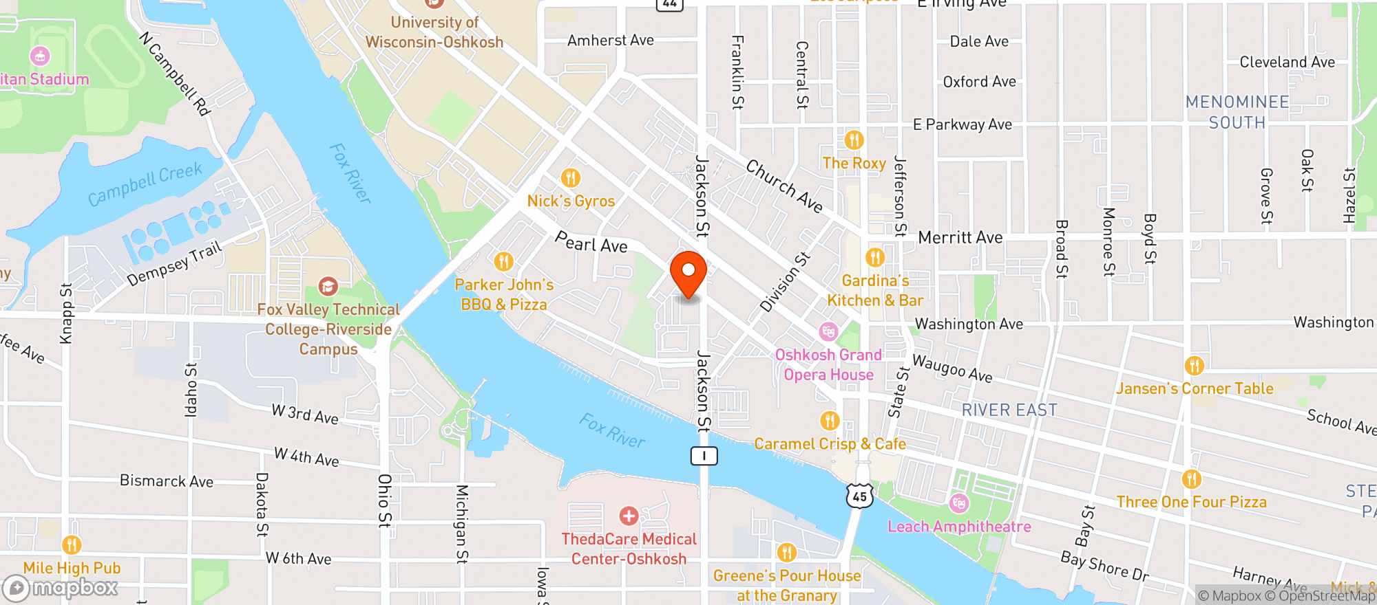 Map showing Oshkosh Food Co-op - 00100020271
