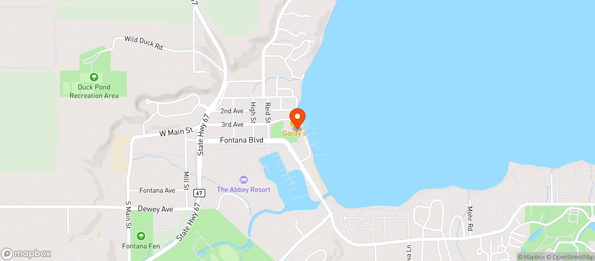 Map showing Chuck'S Lake Shore Inn