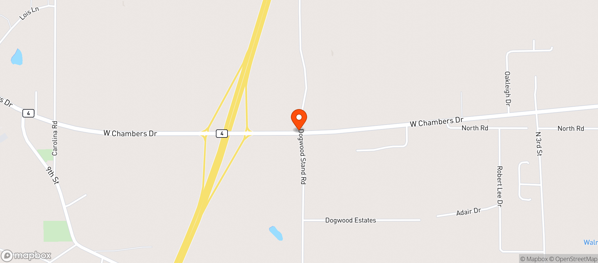 Map showing Booneville Travel Center