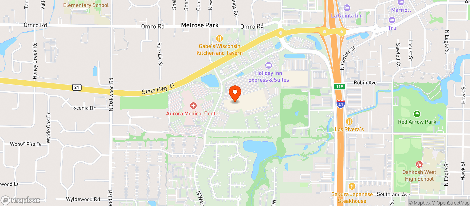Map showing FESTIVAL FOODS - OSHKOSH