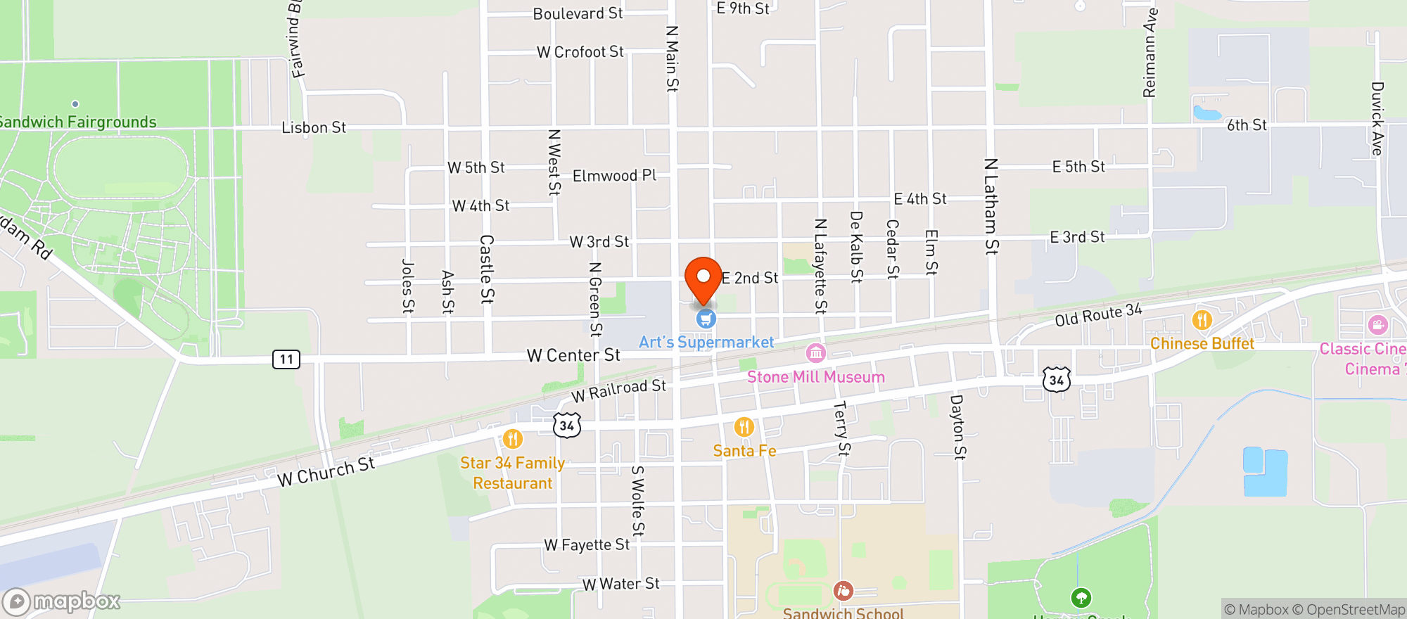 Map showing Art S Supermarket