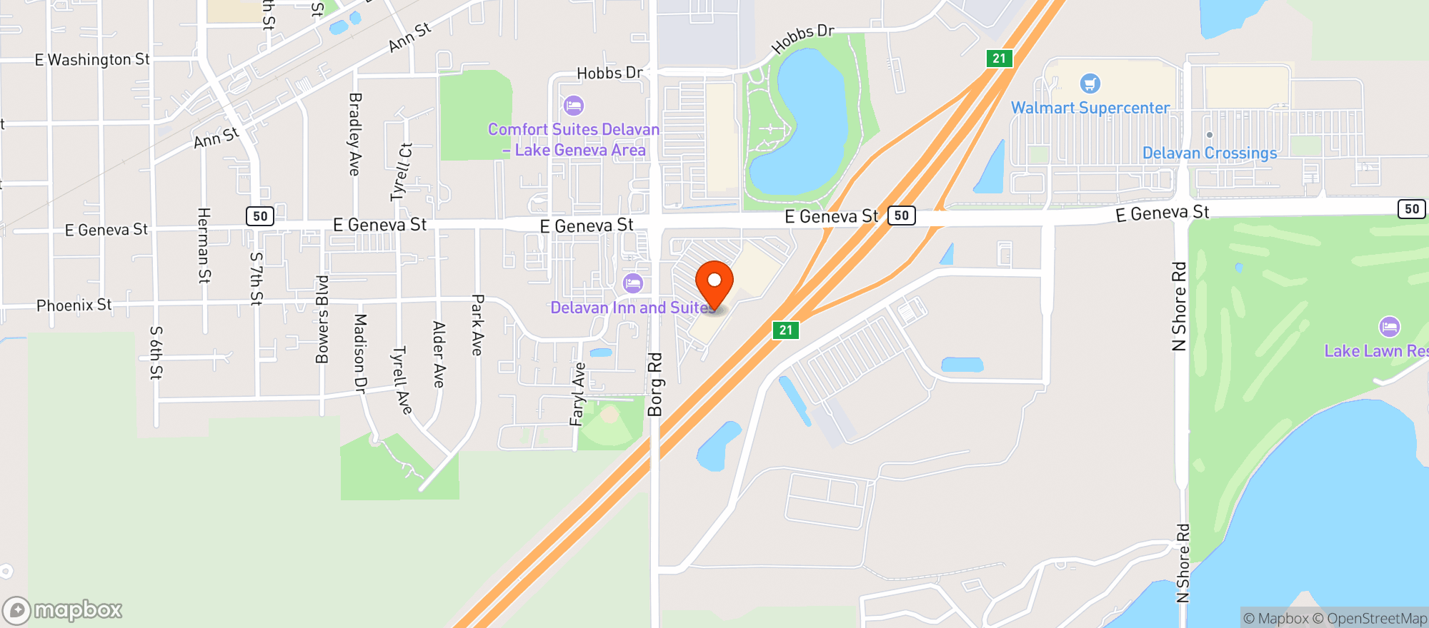 Map showing Stinebrinks Pig - Delavan