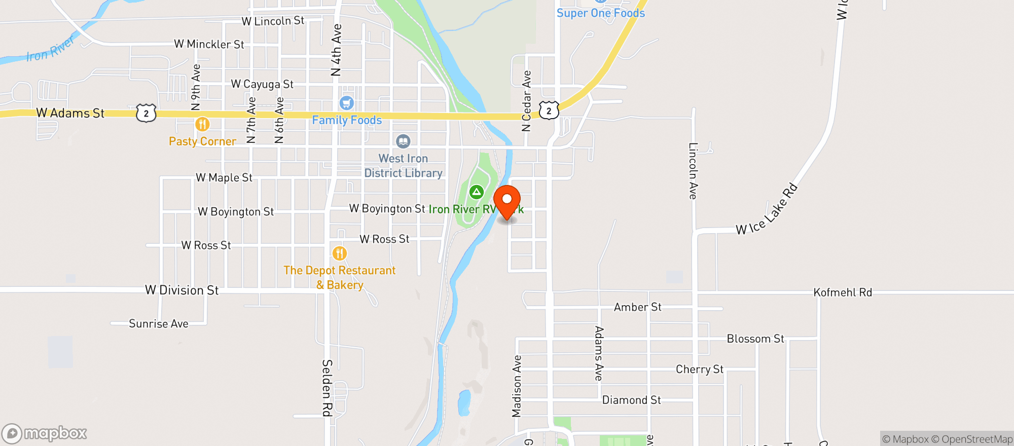 Map showing SUPER ONE