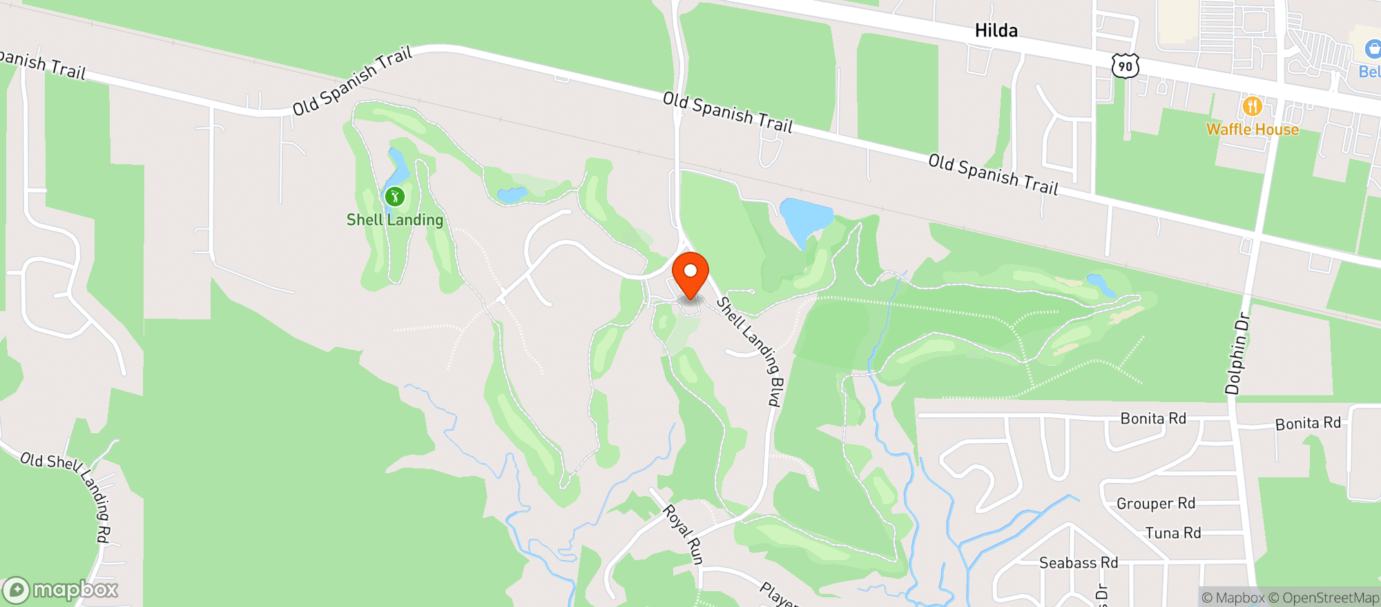 Map showing Shell Landing Golf Course