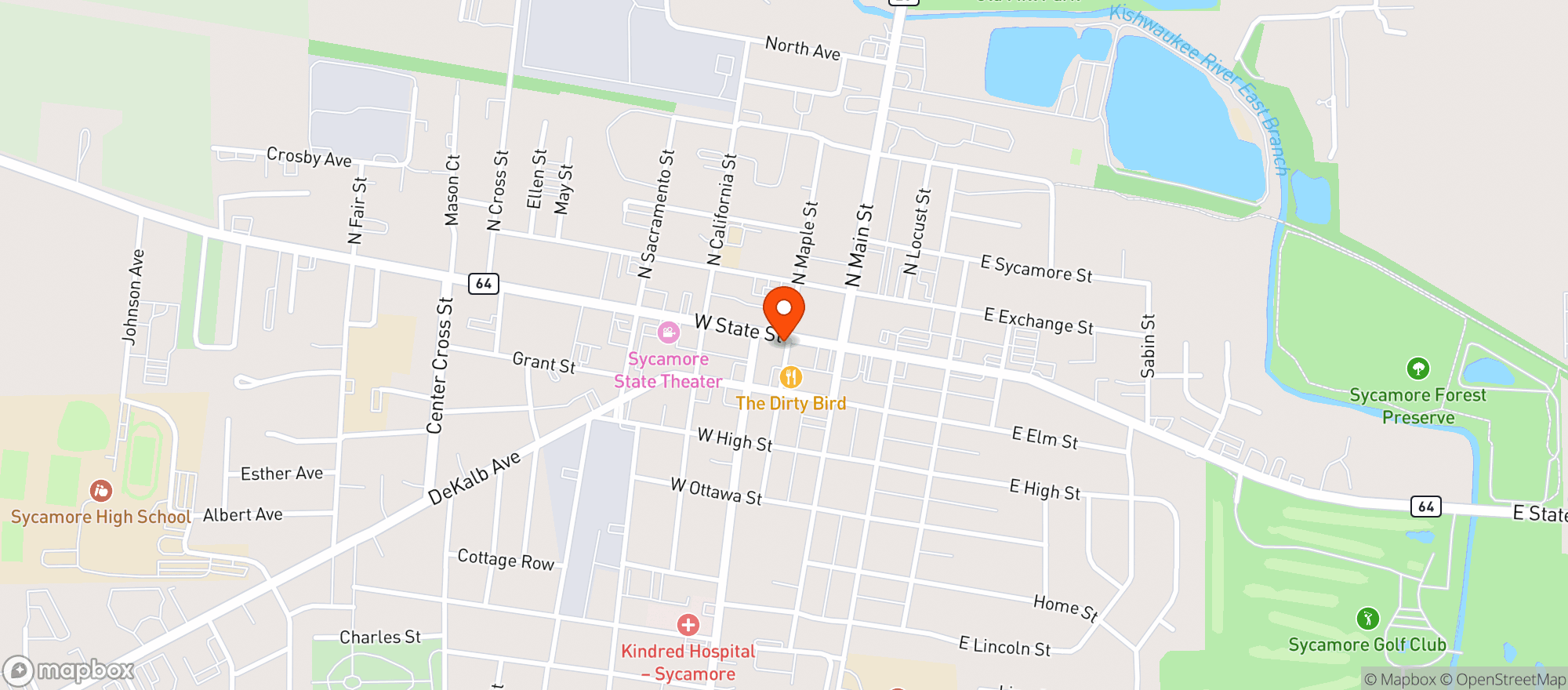 Map showing Pj's Courthouse Tavern & Grille