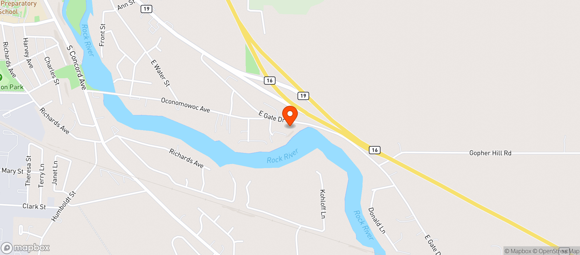 Map showing Silver Moon Watertown