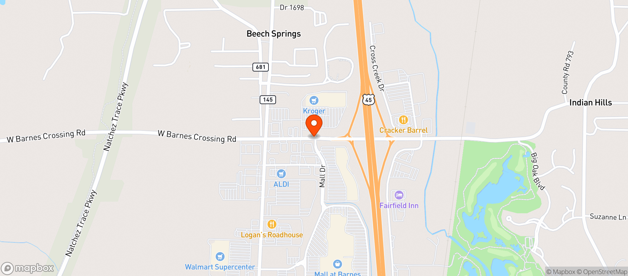 Map showing Kroger Store