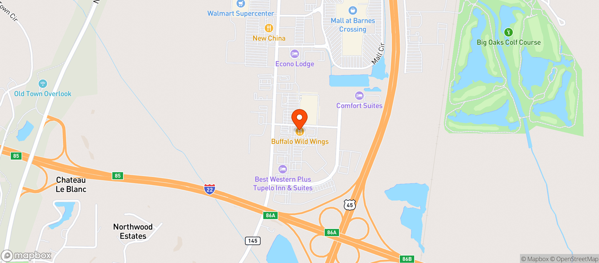 Map showing Buffalo Wild Wings Gril #3607