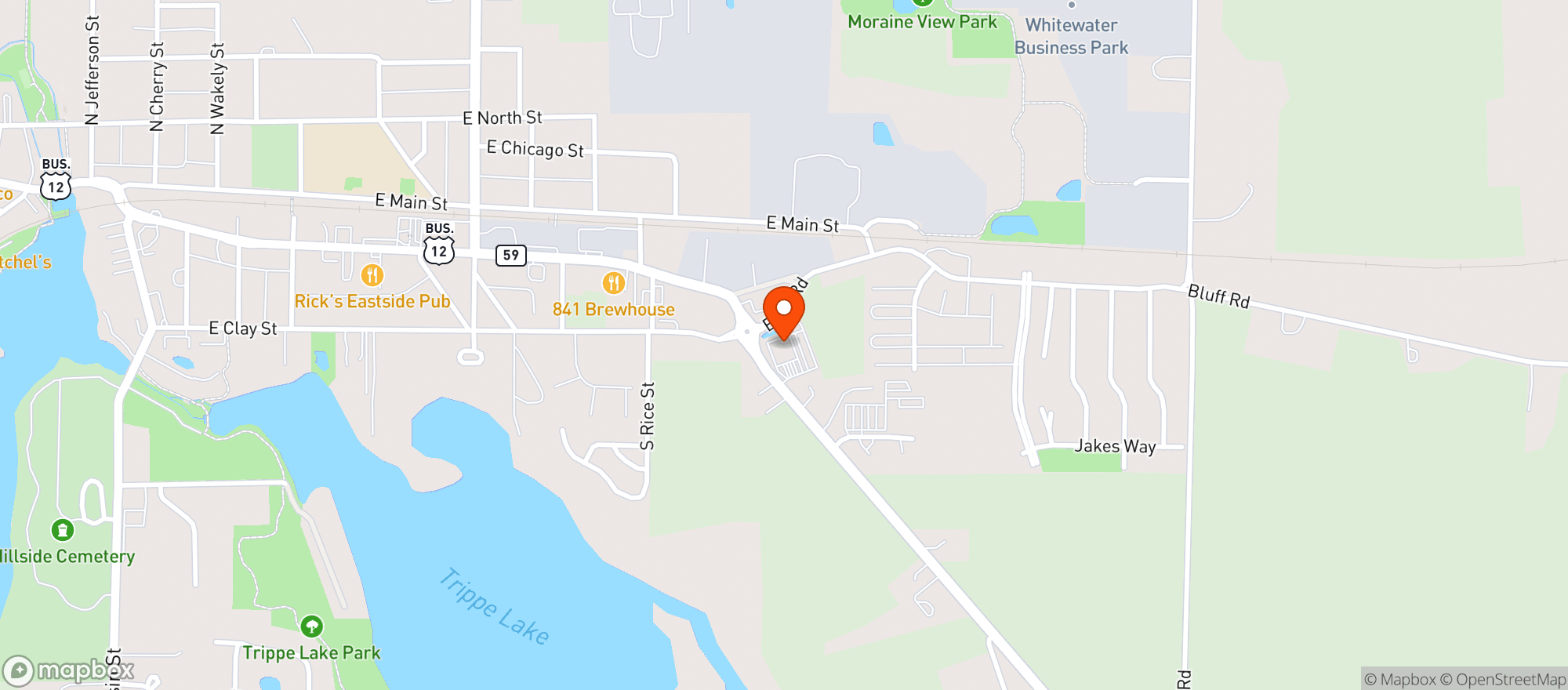 Map showing Kwik Trip #493-Elkhorn Rd-Whitewate