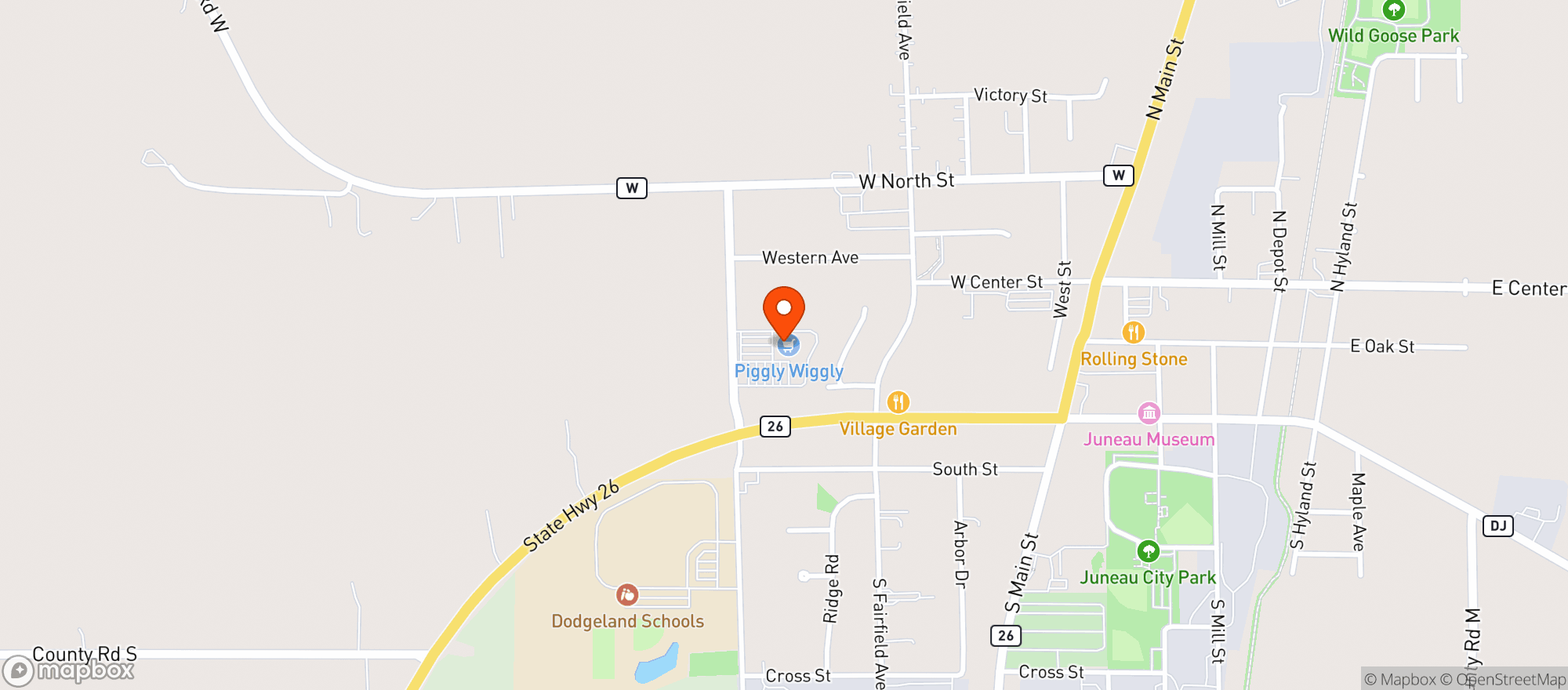 Map showing Piggly Wiggly #304