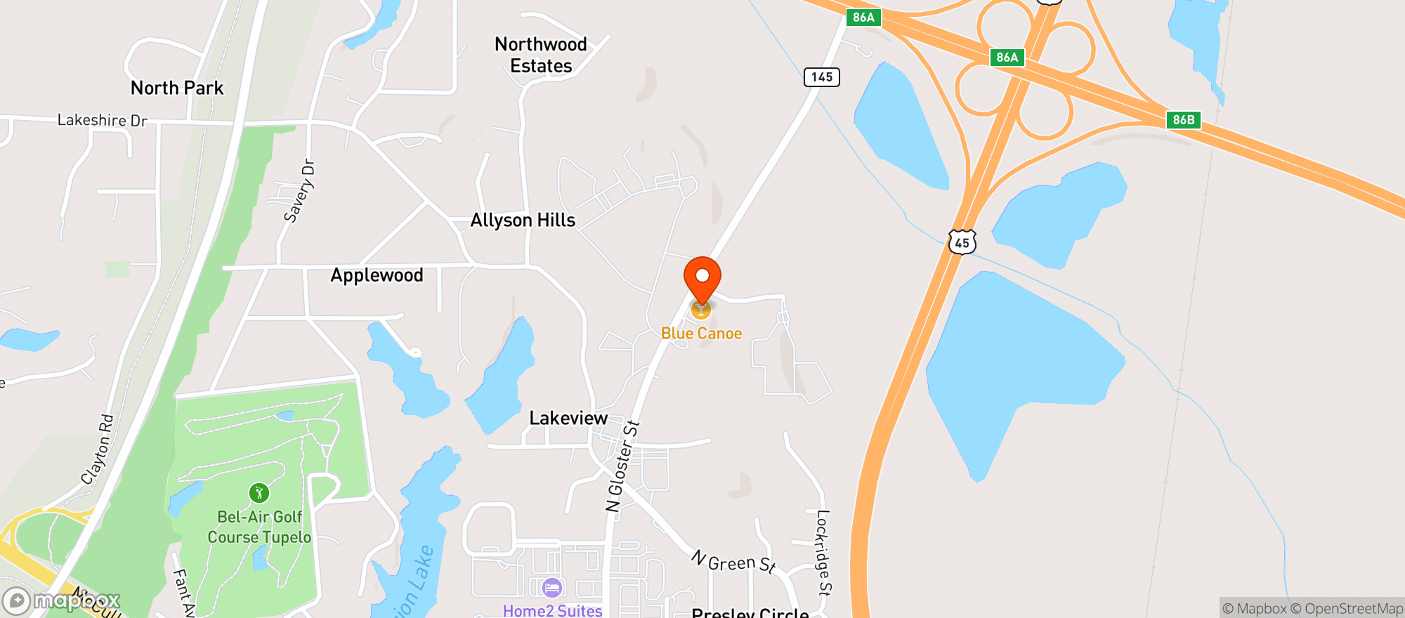 Map showing Blue Canoe Inc