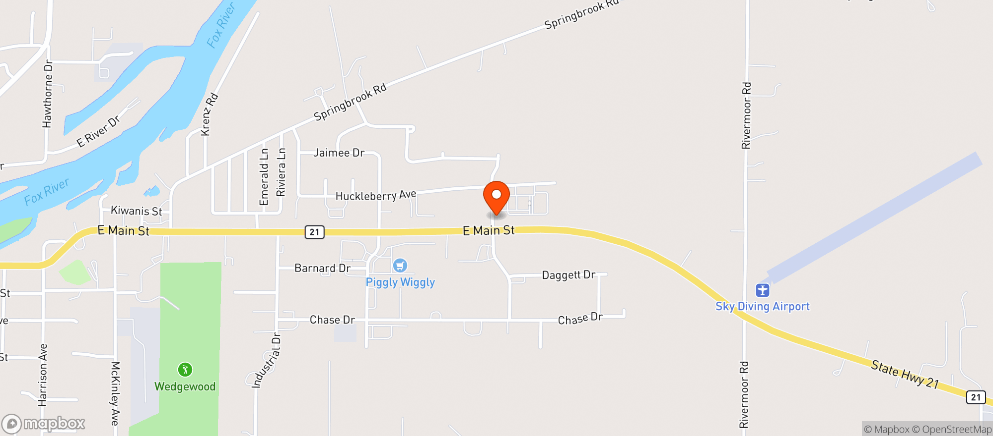 Map showing Kwik Trip #1132-Brook Dr-Omro