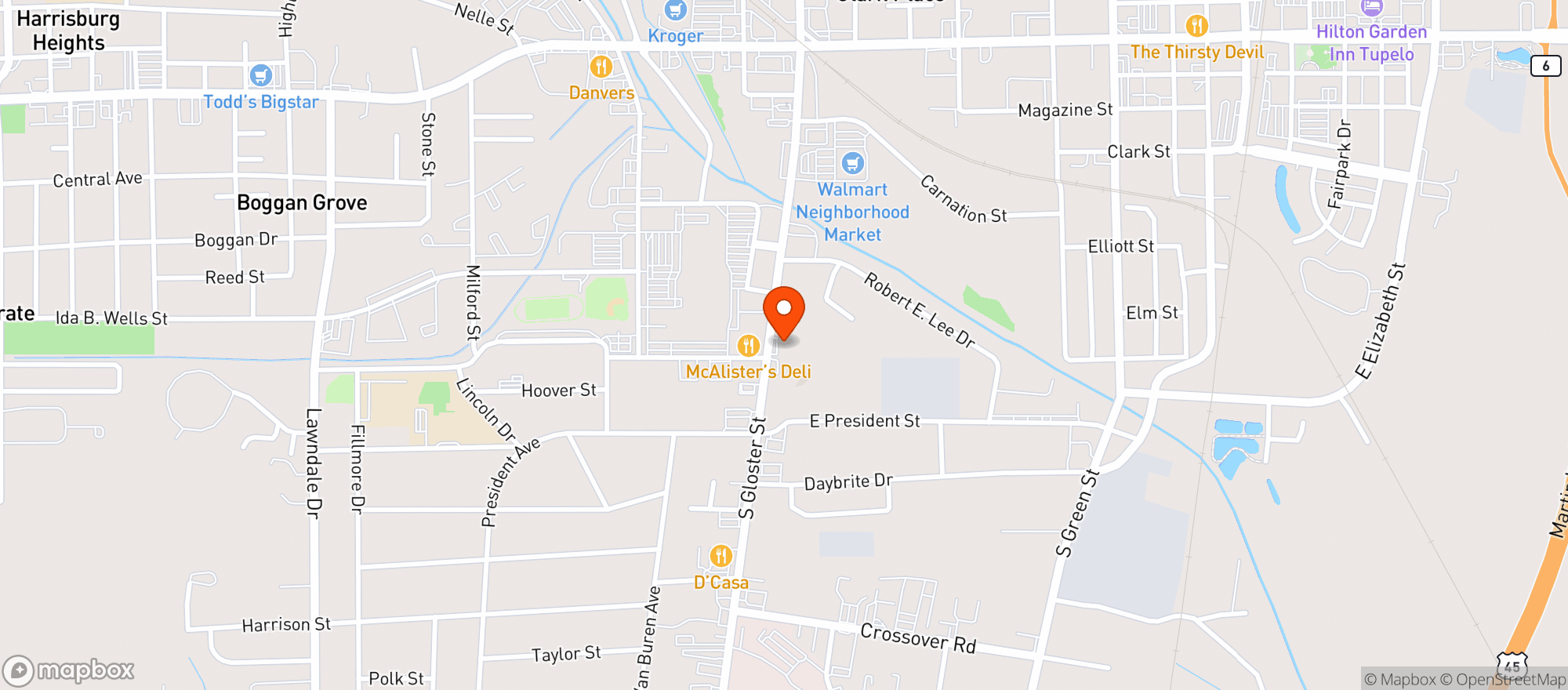 Map showing Harveys