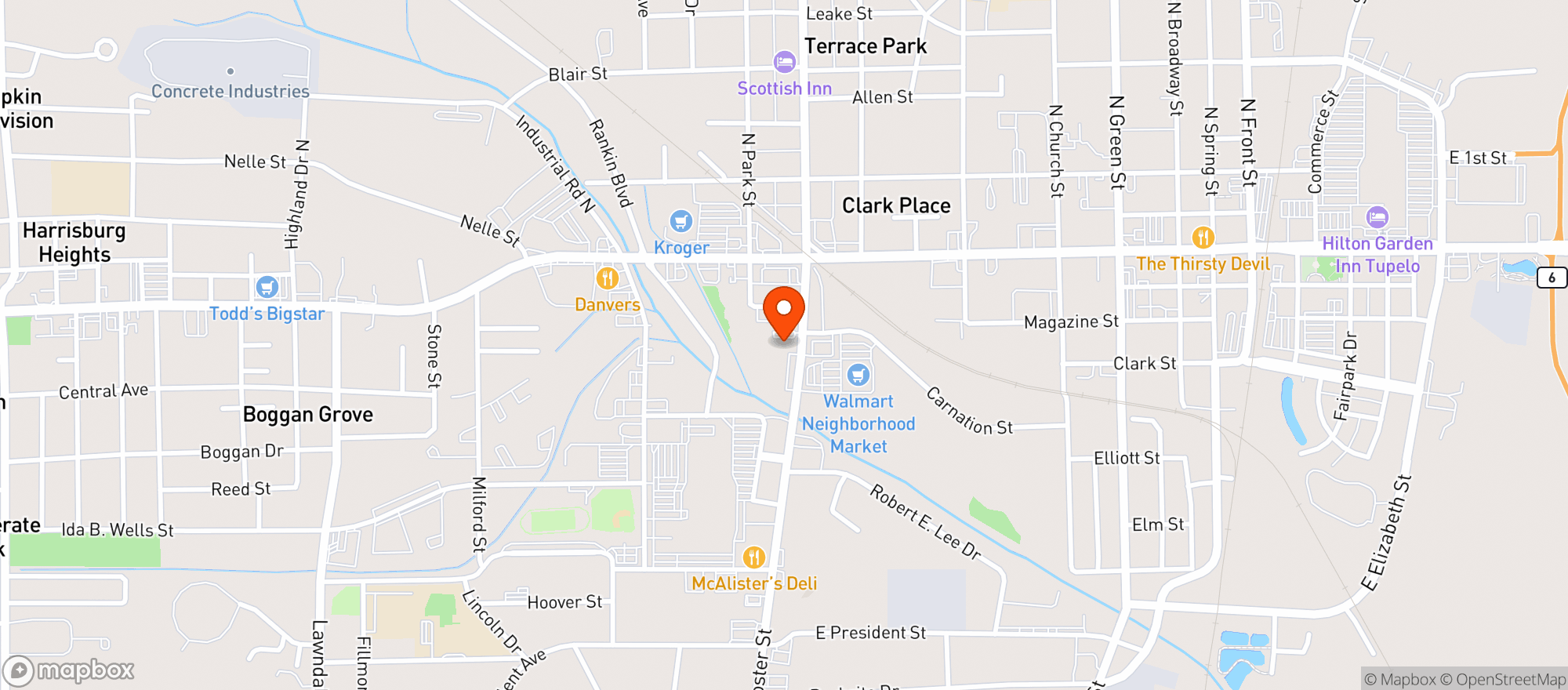 Map showing Bulldog Burger
