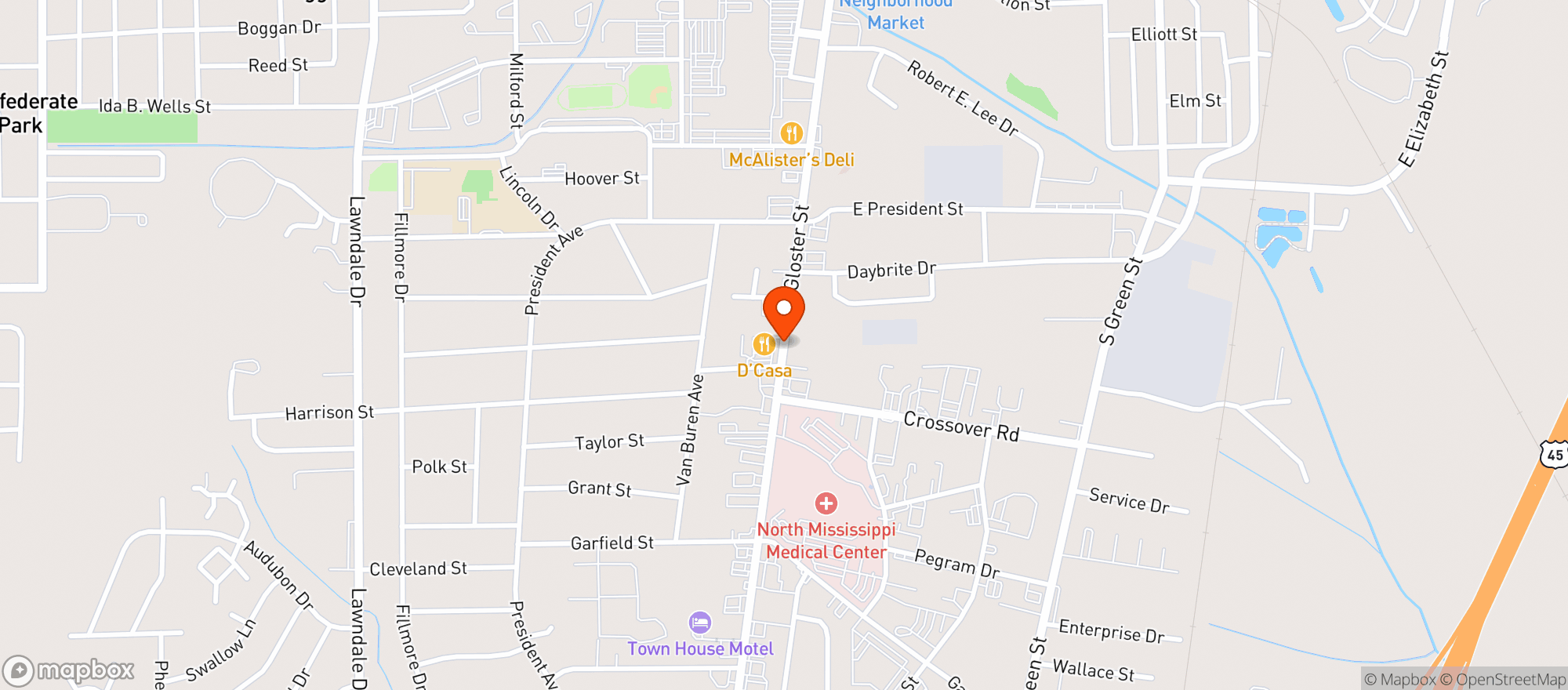 Map showing D Casa